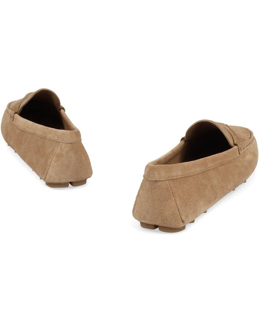 Miu Miu Suede Loafers in Brown | Lyst Canada