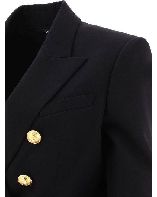 Balmain Black Double Breasted Wool Jacket