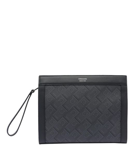 Ferragamo Black Monogram Pouch for men
