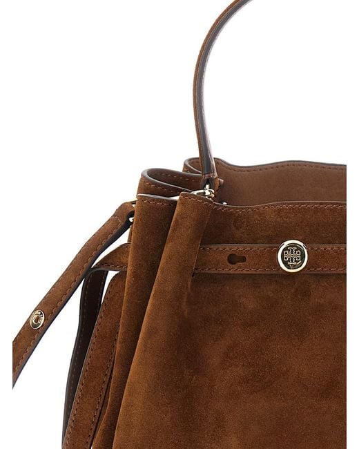 Tory Burch Brown 'Romy' Handbag With Adjustable And Removable Shoulder Strap And Logo Plaque On The Front