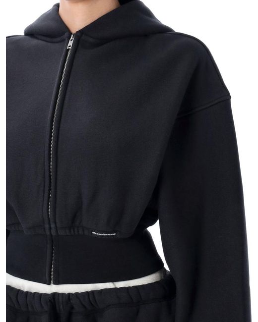 T By Alexander Wang Blue Cropped Zip-Up Hoodie