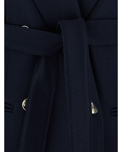 Tela Blue 'Nomade' Double-Breasted Jacket With Peak Revers And Belt