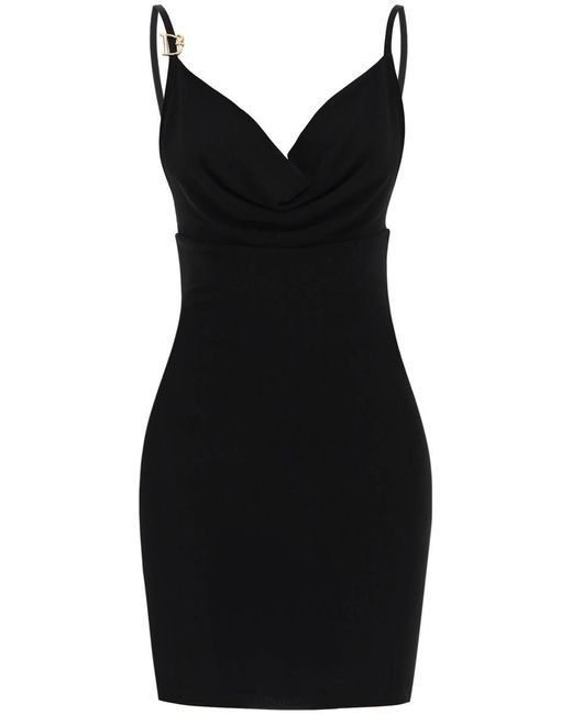 DSquared² Black Sleeveless Mini Dress With Draped Neckline