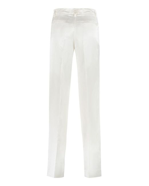 P.A.R.O.S.H. White Viscose And Silk Trousers