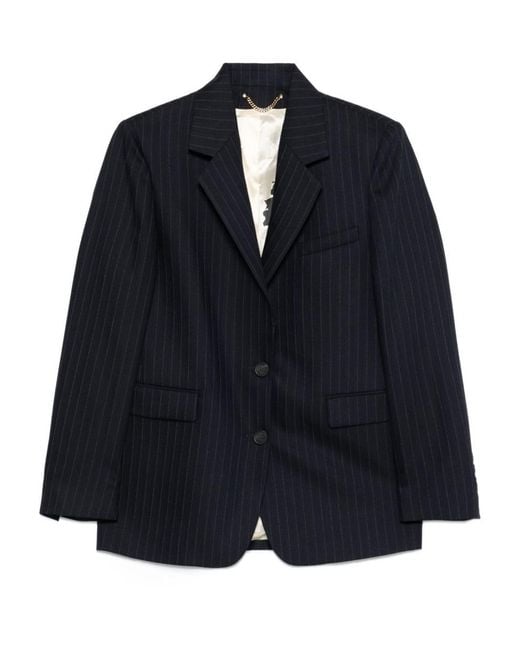 Golden Goose Deluxe Brand Blue Single-breasted Pinstriped Jacket