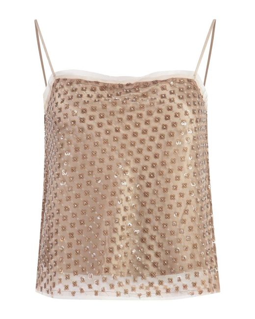Vince Natural Sequined Top