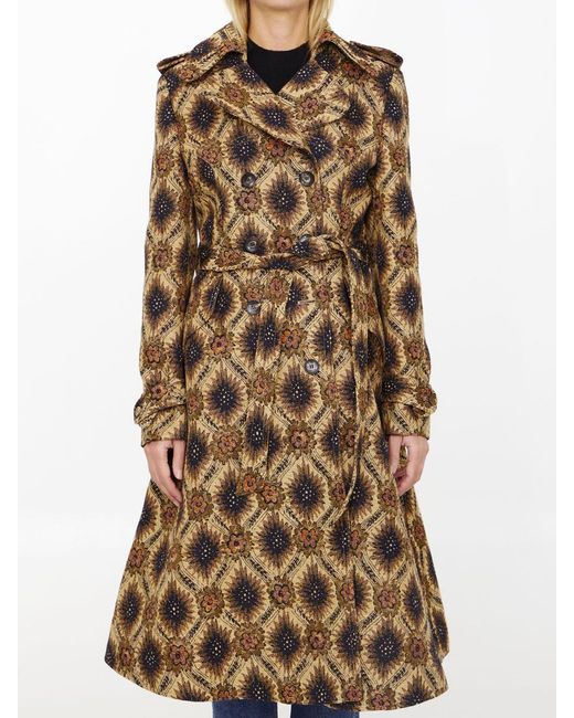 Etro Natural Double-breasted Jacquard Coat