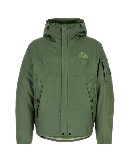 C P Company Green Dark Nylon Down Jacket for men