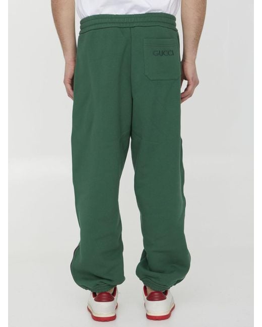 Gucci Green Cotton Jersey Track Pants for men