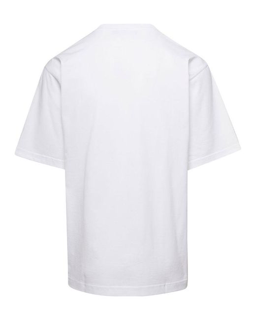 Dolce & Gabbana White Crewneck T-Shirt With Print And Fusible Rhinestone for men