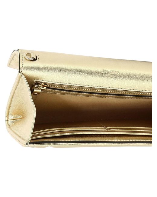 Jimmy Choo Natural "avenue" Wallet With Pearl Strap