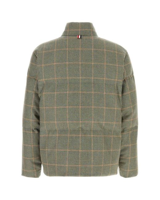 Thom Browne Green Reversible Funnel Neck Down Jacket for men