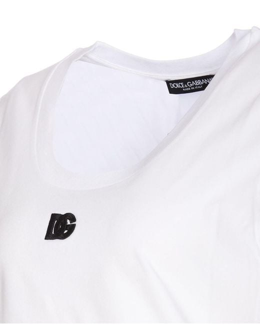 Dolce & Gabbana White Jersey T-Shirt With Dg Logo