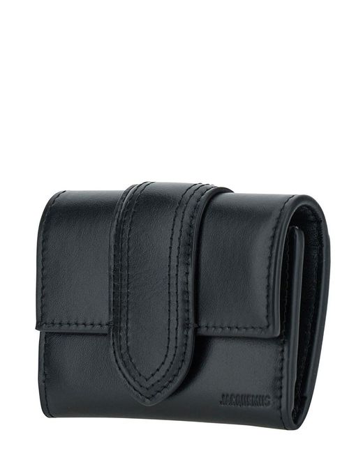 Jacquemus 'le Compact Bambino' Black Wallet With Magnetic Closure In Leather Woman