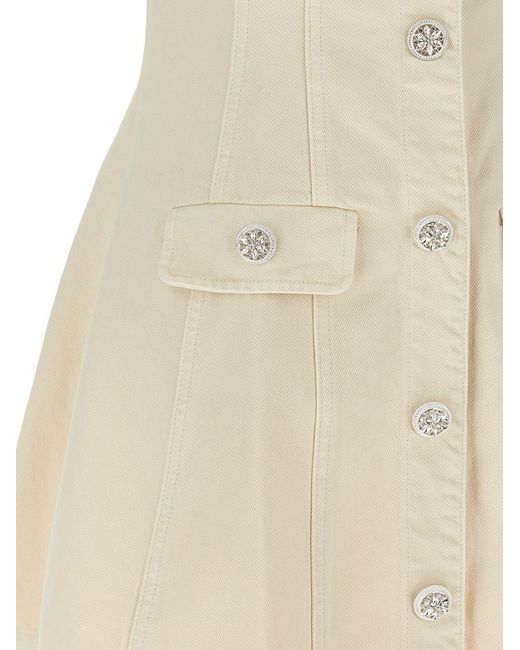 Self-Portrait Natural Cream Collared Denim Mini' Dress