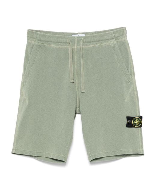 Stone Island Green Compass-Badge Track Shorts for men