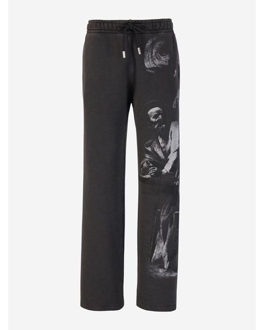 Off-White c/o Virgil Abloh Gray Printed Cotton JOGGERS for men