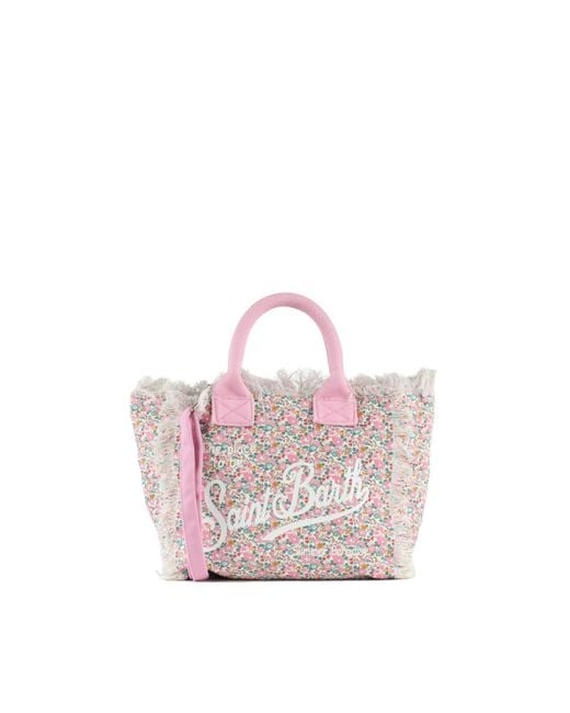Mc2 Saint Barth Pink Colette Cotton Canvas Bag With Betsy Ann All Over Print