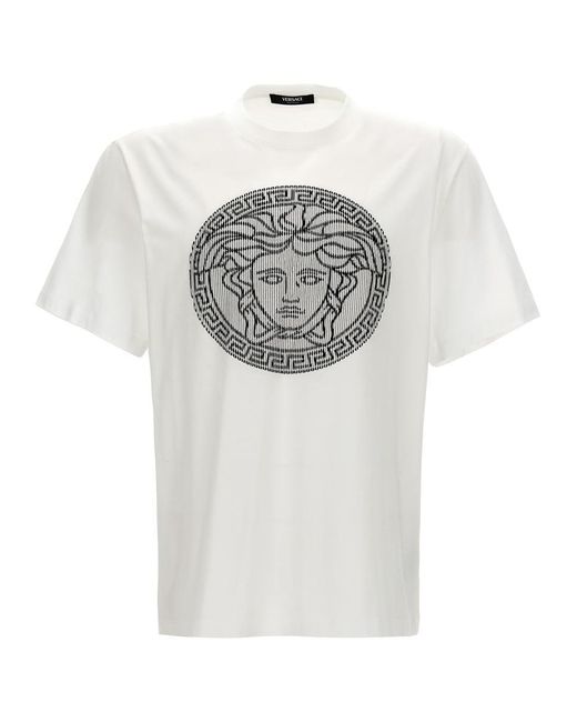 Versace Gray Logo Embroidery T-Shirt for men