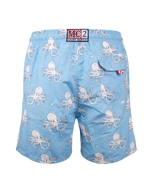 Saint Barth Blue Gustavia Swimsuit With Octopus Print for men