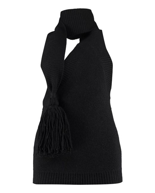 Bottega Veneta Black Knitted One-shoulder Top