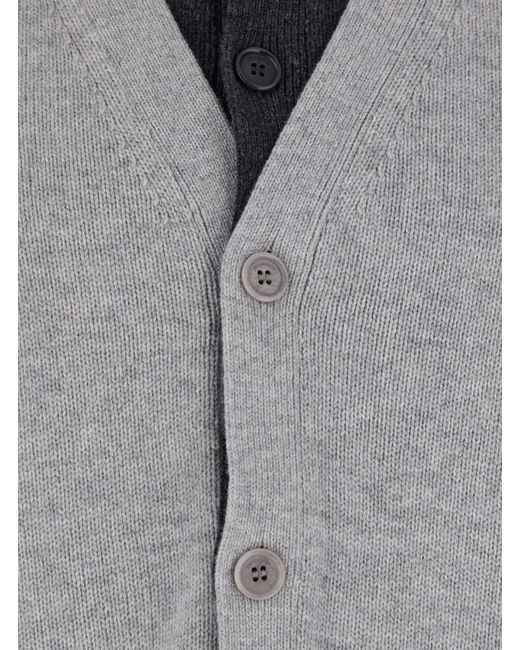 J.W. Anderson Gray Jw Anderson Cardigan With V-Neck And Layered Design for men