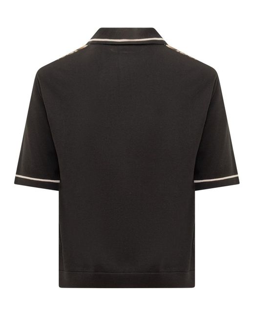 Dolce & Gabbana Black Serafino Crêpe De Chine Polo Shirt for men