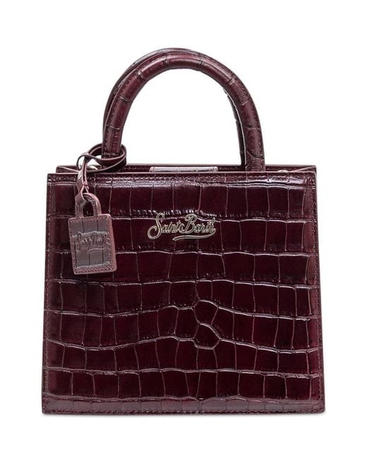 Mc2 Saint Barth Red Bag Shop Bah Mini Crocodile Effect