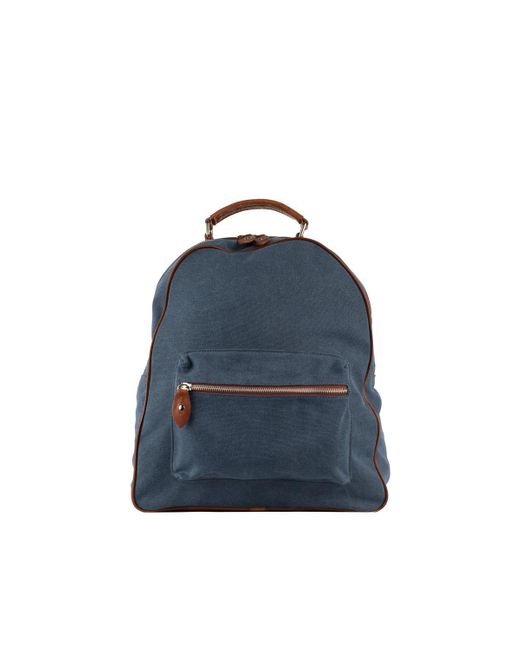 Barba Napoli Blue Cotton Canvas Backpack for men