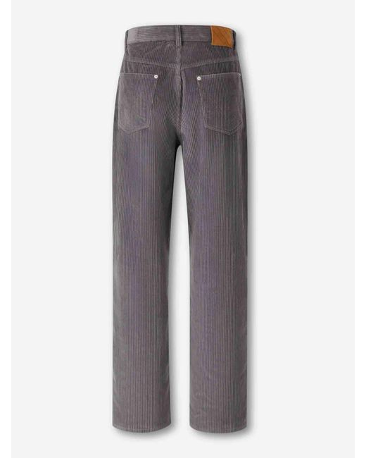 Bottega Veneta Gray Wide Leg Corduroy Pants for men