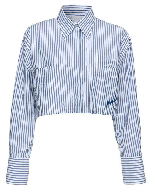 Pinko Blue Striped Crop Shirt