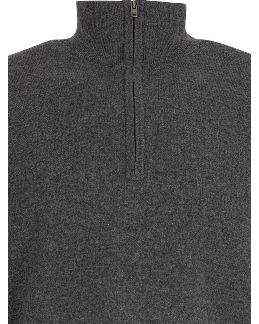 Vince Gray Cashmere Sweater With Half Zipper for men