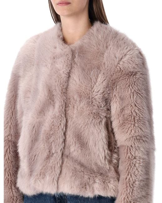 Stand Studio Blue Halle Patchwork Faux Fur Jacket