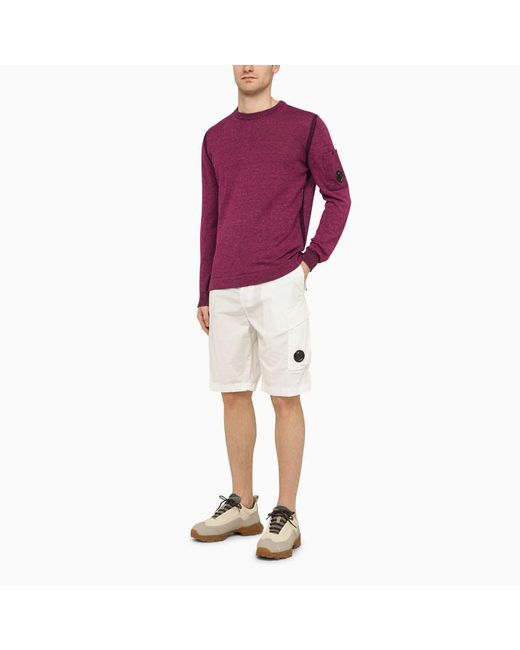 C P Company Purple Linen-Blend Crew-Neck Sweater for men