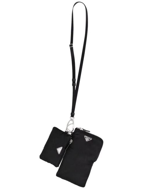 Prada Black Re-nylon Pouch Lanyard for men