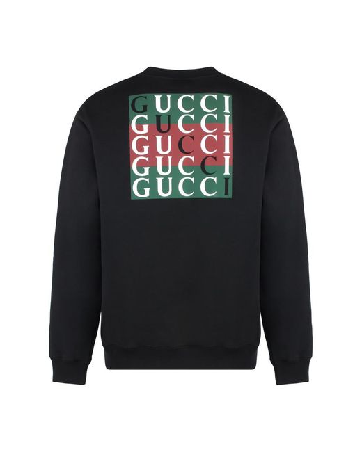 Gucci Essential Cotton Crew Neck Sweatshirt in Black for Men Lyst UK