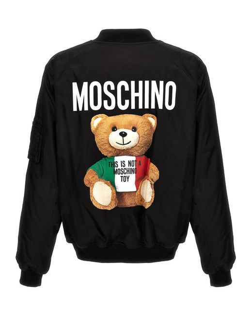 Moschino Black Bomber Jacket 'Teddy' for men