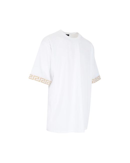 Versace White La Greca Short-sleeved T-shirt for men