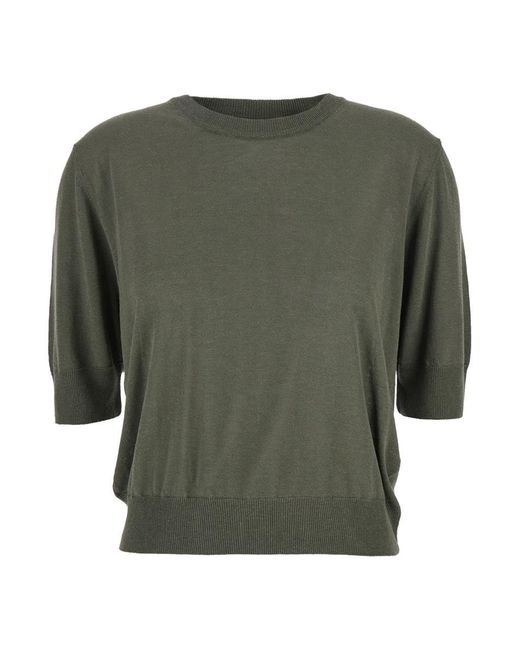 Grifoni Green Crewneck Sweater With Dropped Shoulders