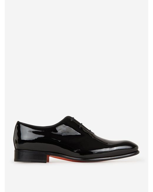 Santoni Black Patent Leather Oxford Shoes for men