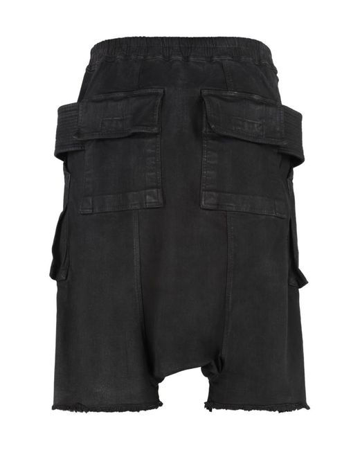 Rick Owens Black Cotton Multi-Pocket Bermuda for men