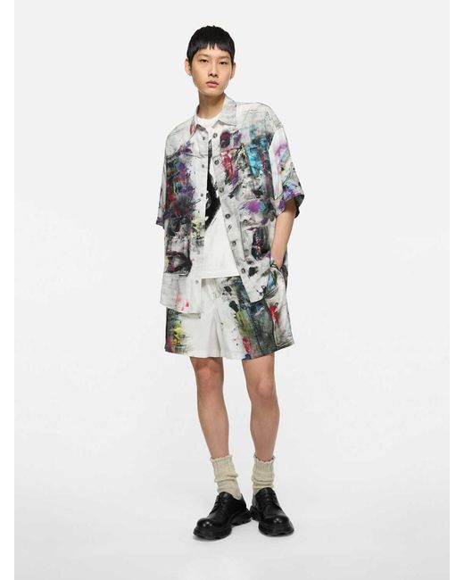 Acne Blue Fluid Printed Bermudas for men