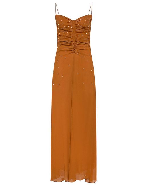 Forte Forte Brown Long Silk Dress With Lurex Texture