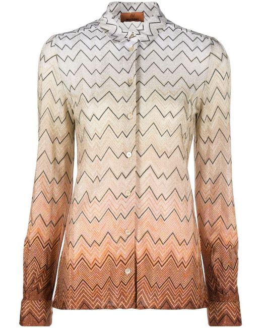 Missoni Brown Zigzag-pattern Gradient-effect Shirt