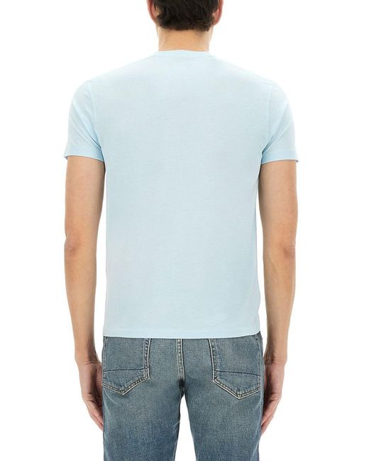 Tom Ford Blue Regular Fit T-Shirt With Classic Crew Neckline for men