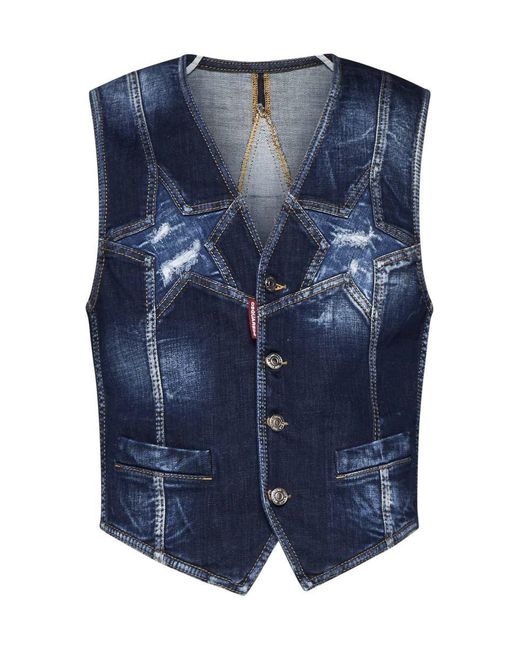 DSquared² Blue Star Denim Vest for men