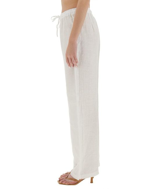120% Lino White Linen Pants