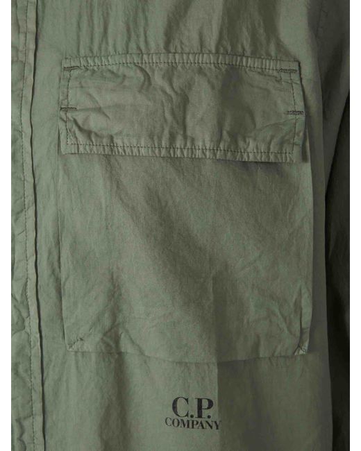 C P Company Green Cotton Pocket Shirt for men