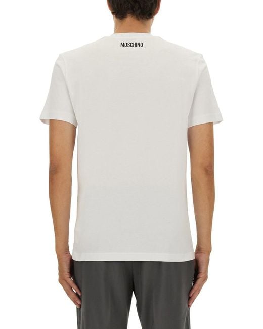 Moschino White Front Logo Print T-Shirt for men