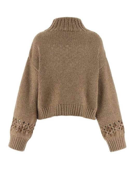 Brunello Cucinelli Natural Drop Sequin Sweater